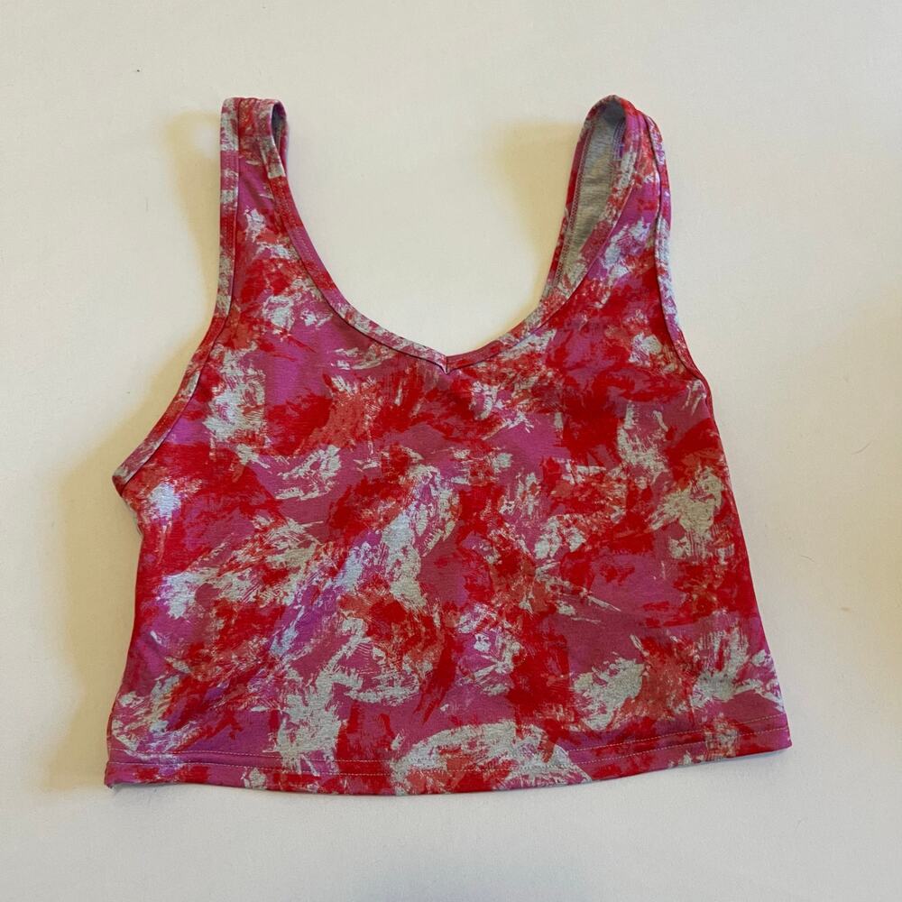 Fleo Wrap Crop Tank - Fitted Heather Watermelon Wave M